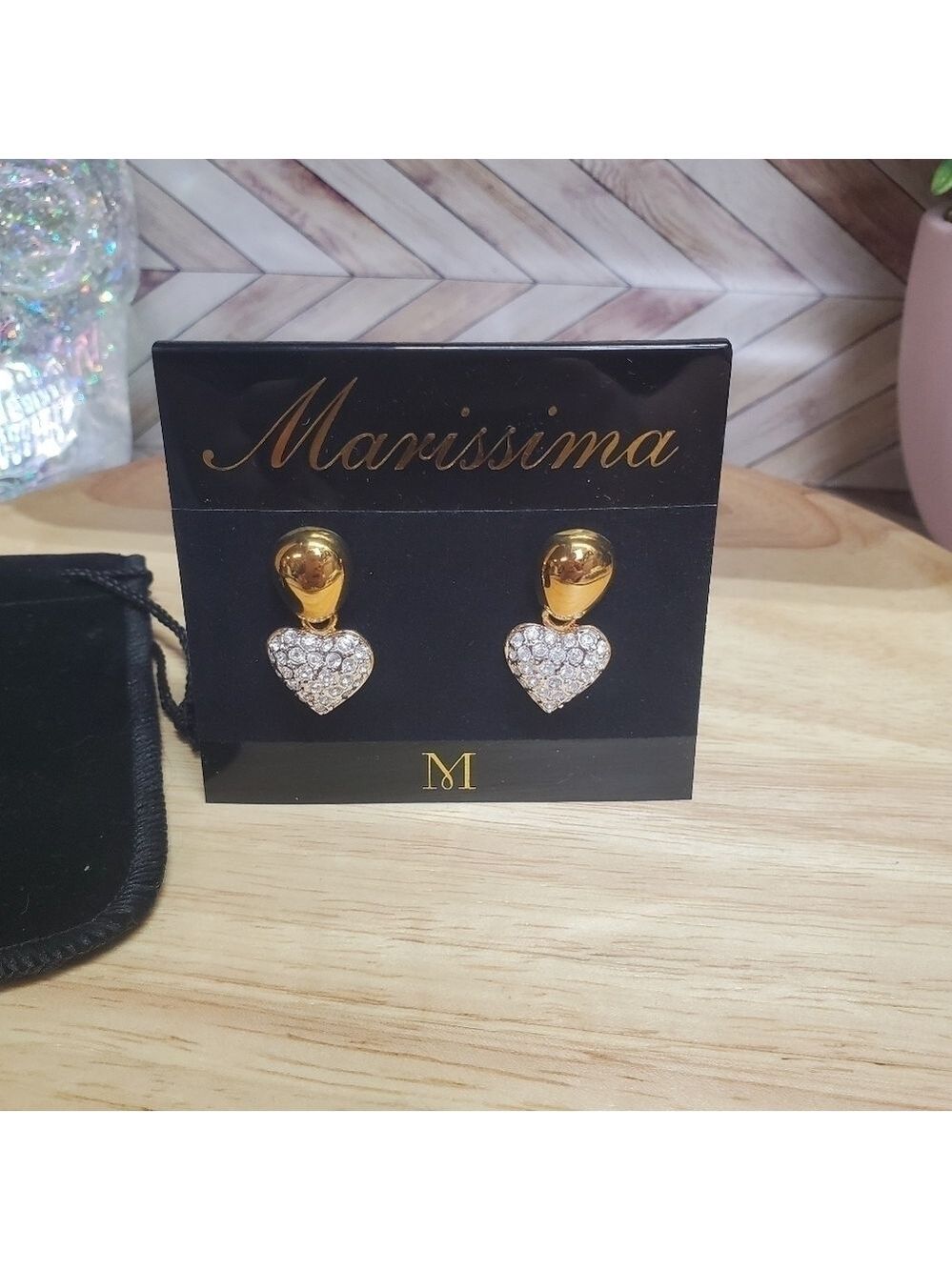 NEW Vintage Marissima Heart Dangle Diamond Earrings 💎